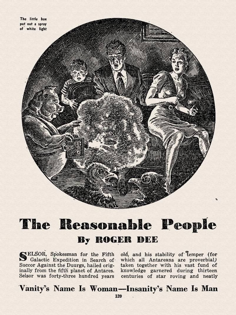 Lawrence Sterne Stevens's Illustration Art LSS? The Reasonable People by Roger Dee, Startling Stories 52-10, P.120.