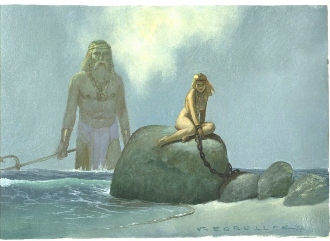 Vicente Segrelles's Visual Art Vicente Segrelles Poseidon's Prisoner 1997.